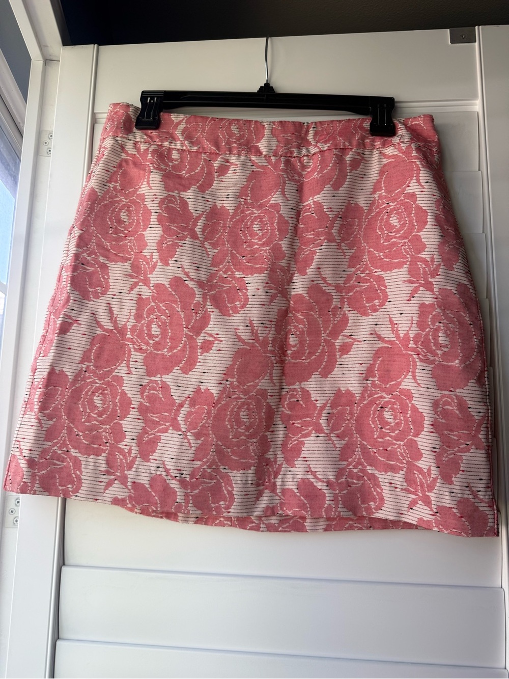 LOFT Pink Floral Jacquard A-Line Skirt
